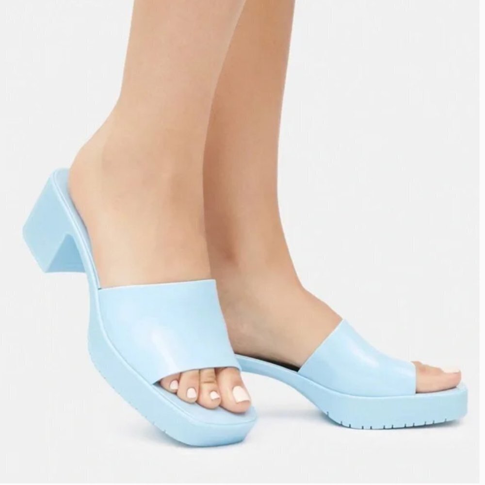 Steve Madden Harlin Blue Jelly Open Toe Slide Sandal